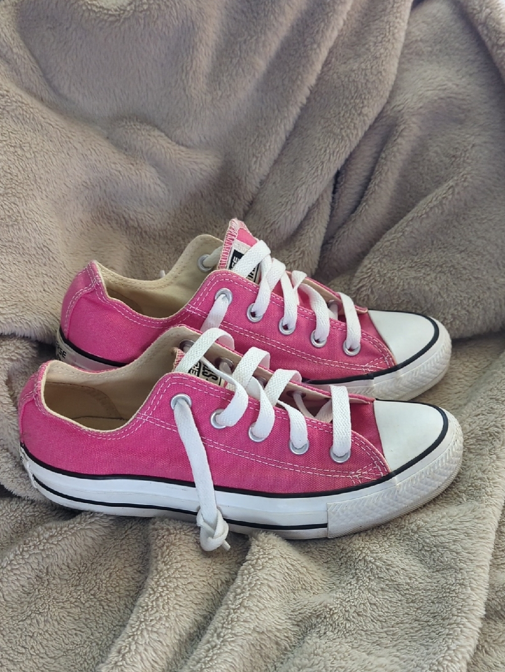 Converse Pink Low-Top Canvas Sneakers with White Accents